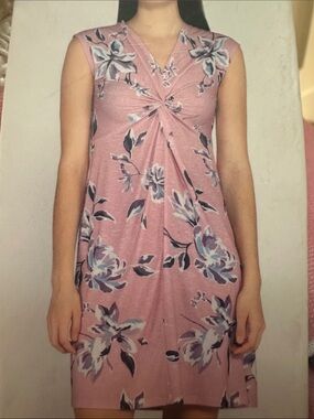 Sara Pink Floral Twist-Front Dress